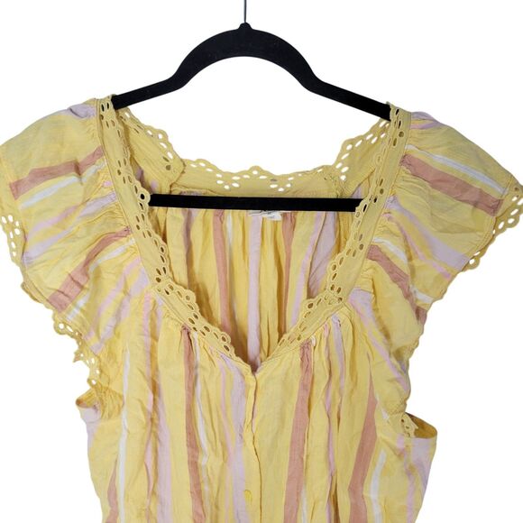 A New Approach Womens Sz XL Yellow Striped Sleeveless Blouse - Picture 2 of 11
